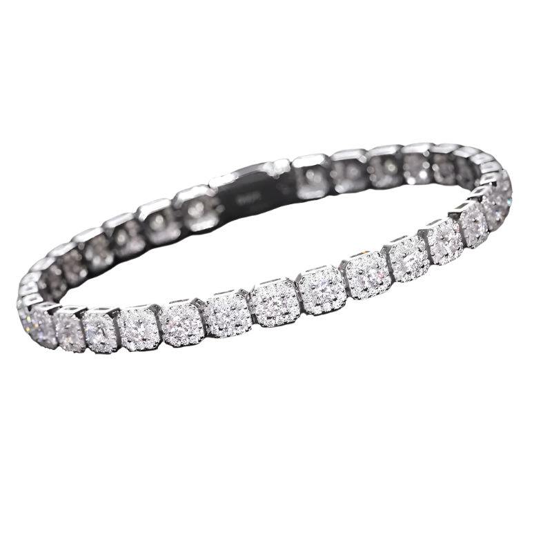 Sparkling moissanite and diamond sterling silver bracelet.