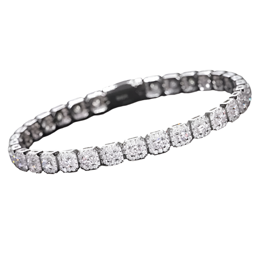 Sparkling moissanite and diamond sterling silver bracelet.