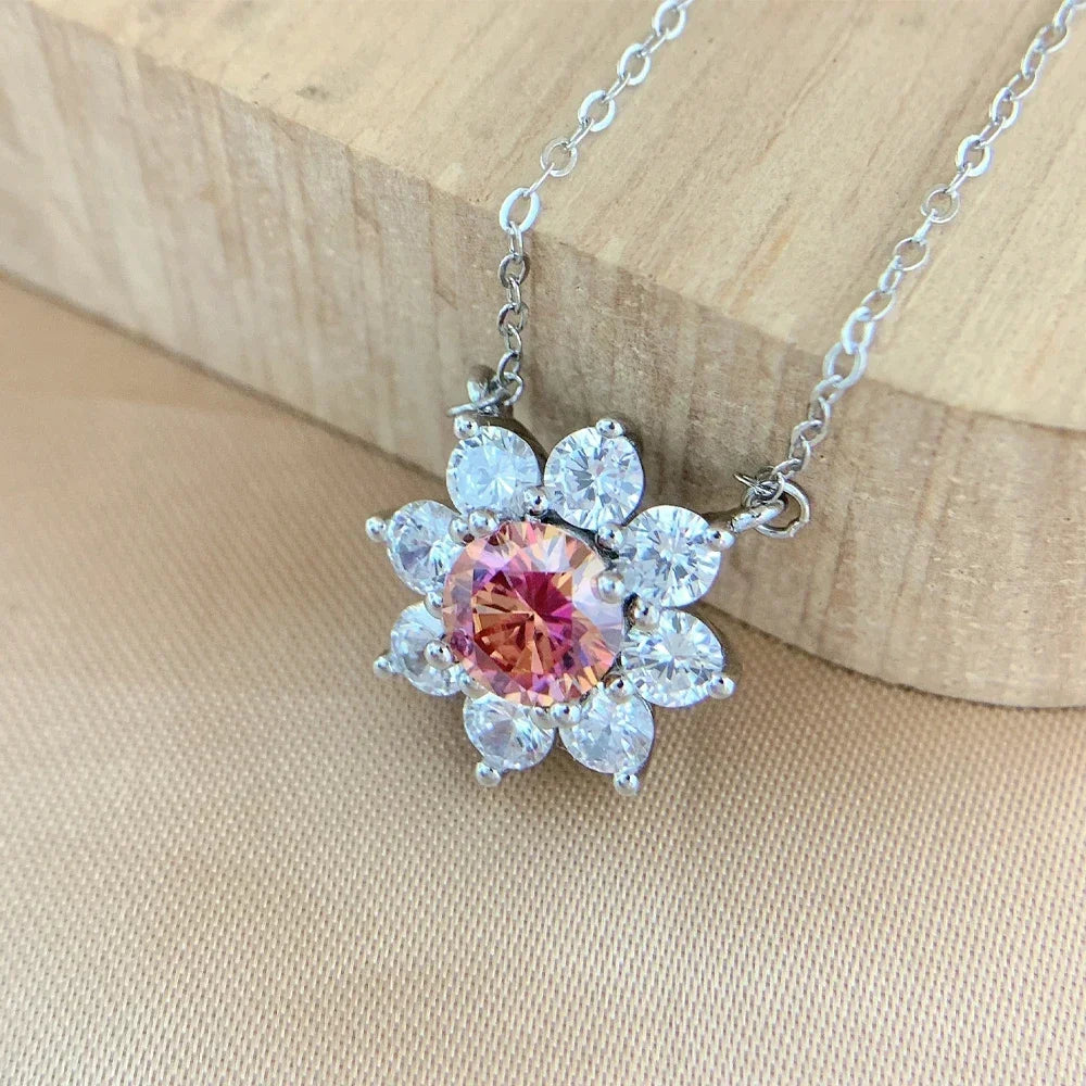 Elegant sterling silver necklace featuring luminous moissanite diamonds.