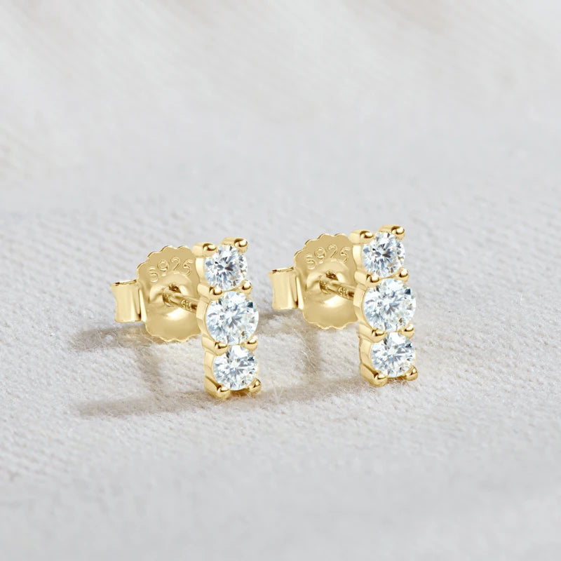 Affordable luxury: sterling silver earrings with dazzling moissanite.