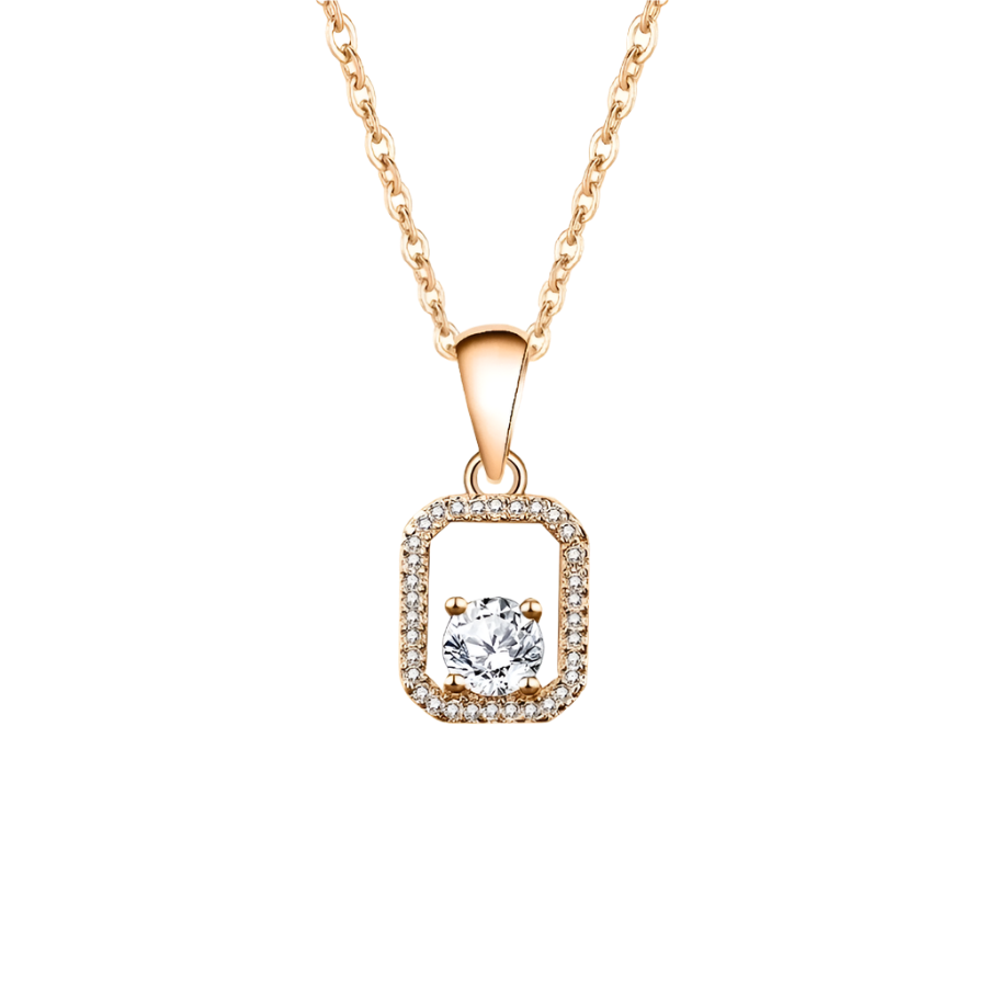 Moissanite diamond necklace, sterling silver setting.