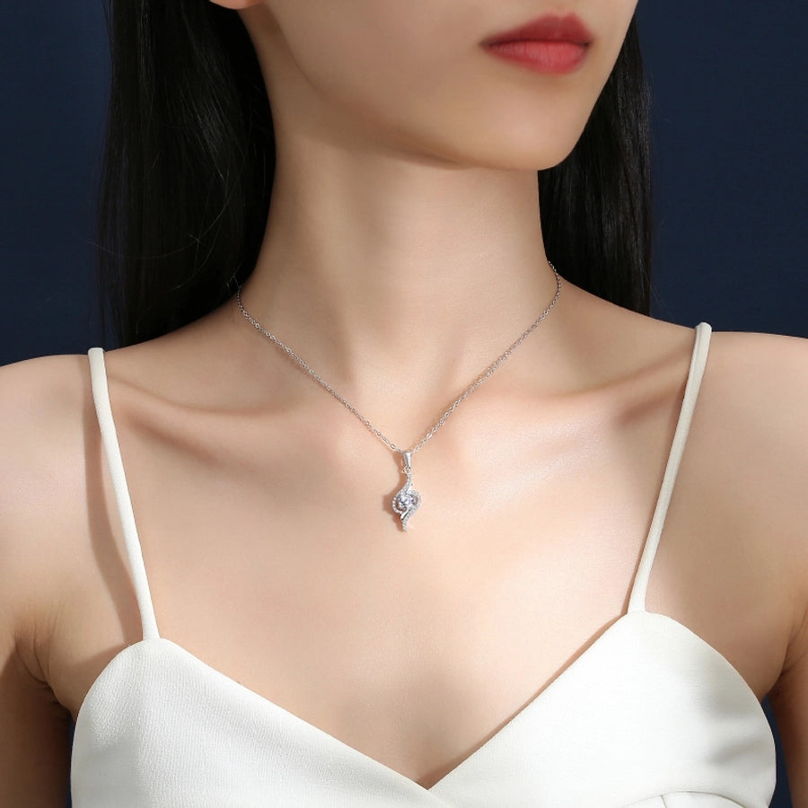 Chic moissanite and sterling silver necklace.