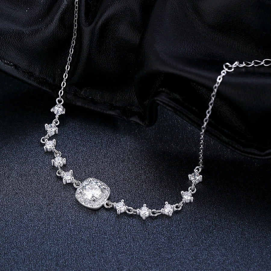 Sparkling moissanite and diamond bracelet in sterling silver, a radiant accessory.