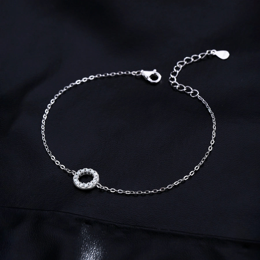 Moissanite diamond bracelet, sterling silver, delicate chain.

