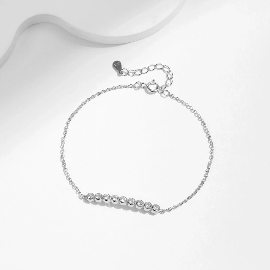 Elegant sterling silver bracelet with dazzling moissanite stones.