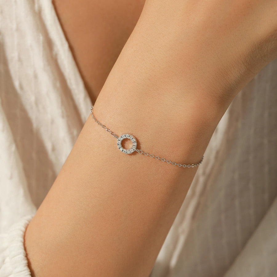 Simple & elegant: moissanite diamond sterling silver bracelet.