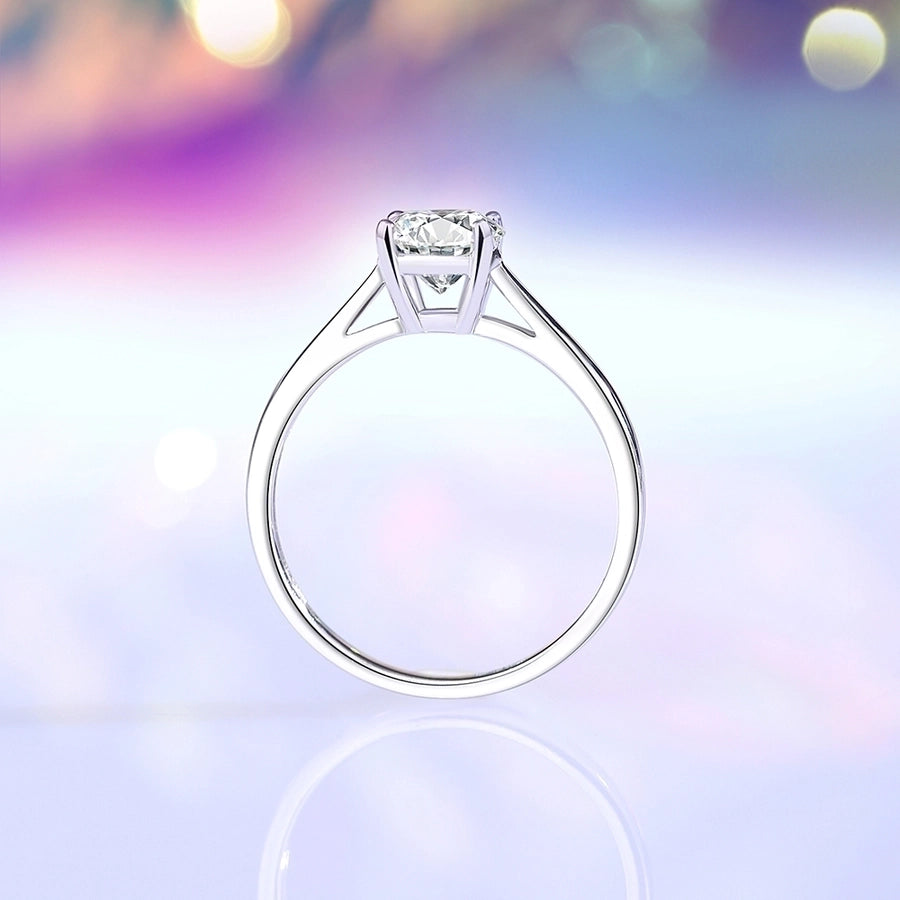 Sparkling moissanite gemstone ring in sleek silver setting