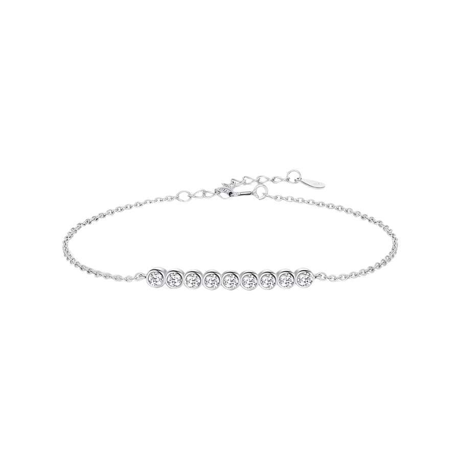 Sparkling moissanite bracelet in sleek sterling silver setting.

